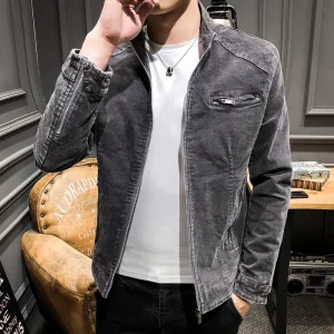 Autumn Vintage New Fashion Men's Stand Collar Long Sleeve Casual Trendy Loose Simple Basic Denim Jackets Male Jean Coats Tops