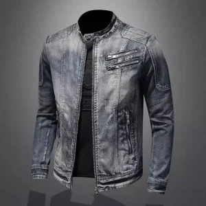 Men Denim Jackets Coats Zipper Coat Slim Fit Casual Solid Turn Down Collar Full Sleeve Regular Jacket Autumn Winter 2024