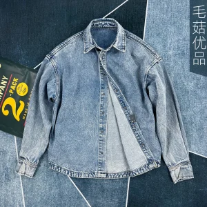 Heavyweight Denim Jacket Men's Loose Straight Cut American Style Autumn Winter Thick Oversized Long Sleeve Top Trendy Workwear