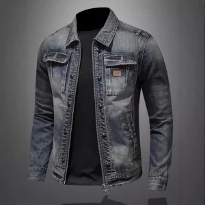 Autumn Winter Men's Vintage Motorcycle Denim Jacket Male American Retro High Quality Slim Fit Bomber Jeans Coat